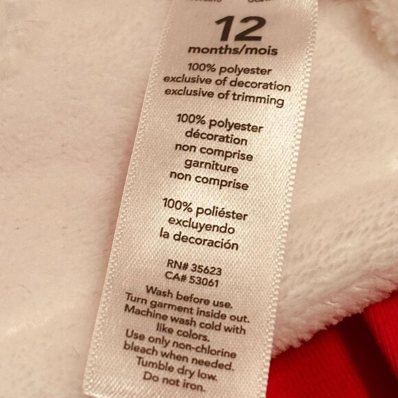 Carter’s Baby Girl 3-Piece Fleece Vest Outfit Red Polka Dot 12M - Picture 6 of 8